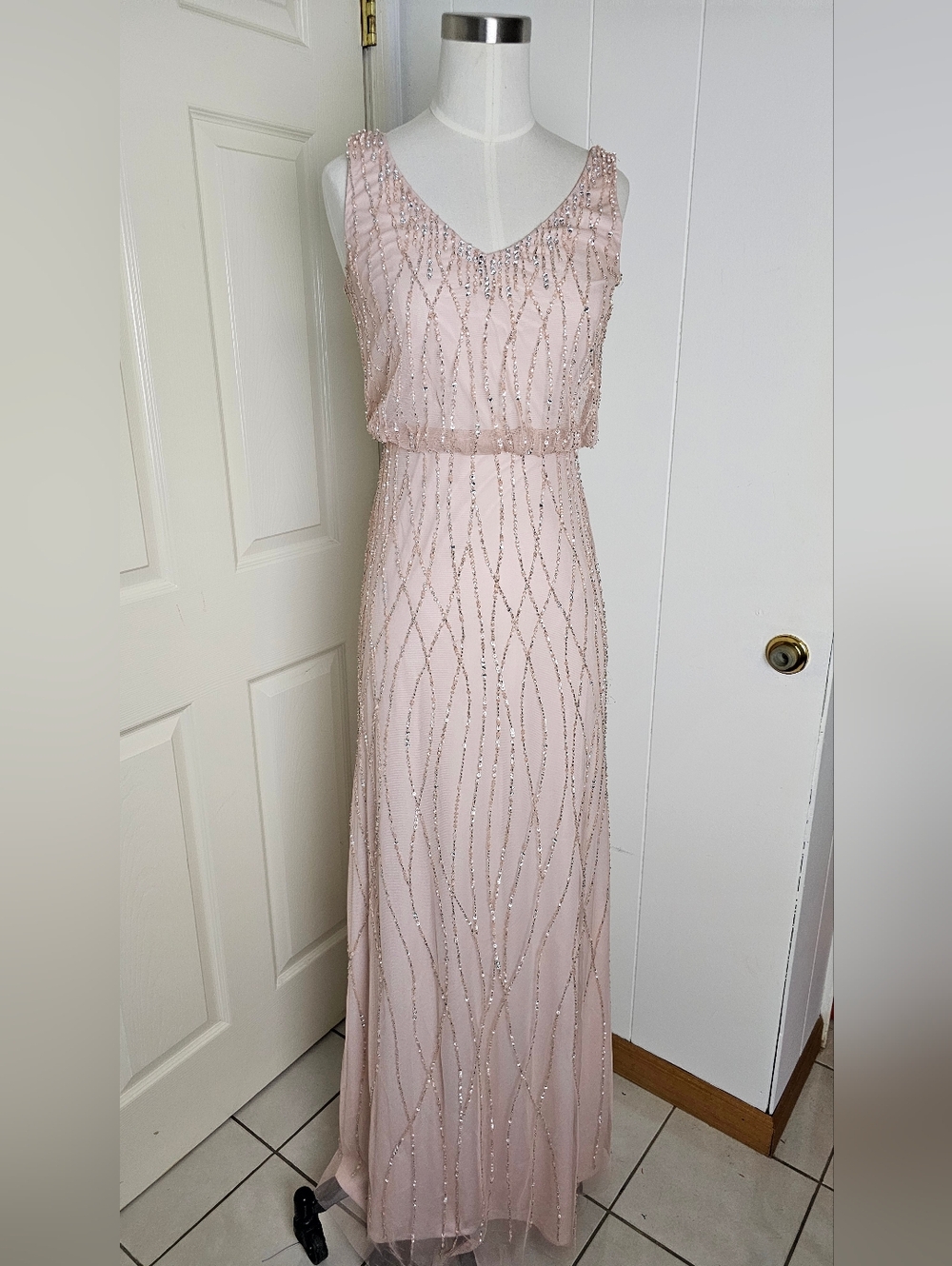Adrianna Papell x BHLDN Brooklyn Blush Beaded Gown Size 0